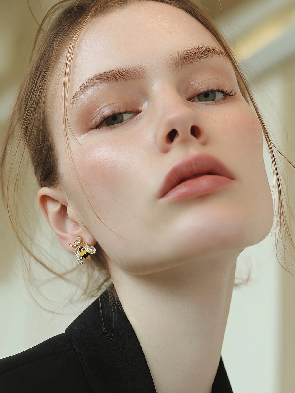 Bee Rhinestone Stud Earrings, NEW